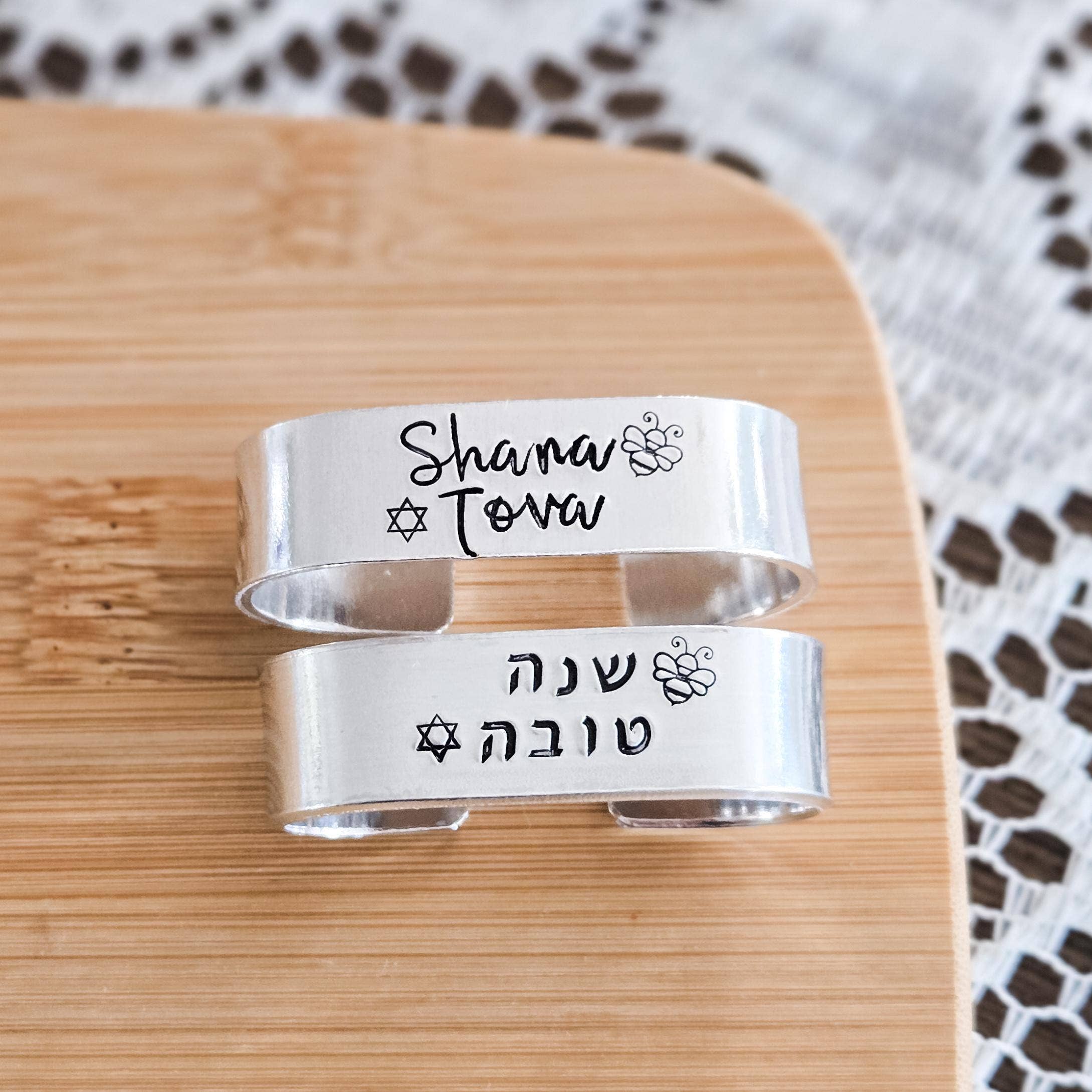 Salt Sparkle Shalom - Wholesale Napkin Ring - Shana Tova Honey Bee Handcrafted Napkin Rings0