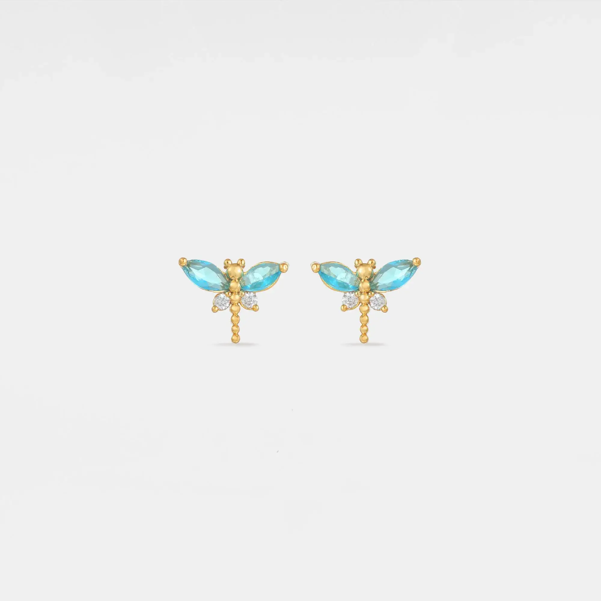 Perimade & Co. LLC – wholesale Stud/post earrings – Tiny Small Blue Dragonfly Earrings in 925 Sterling Silver0