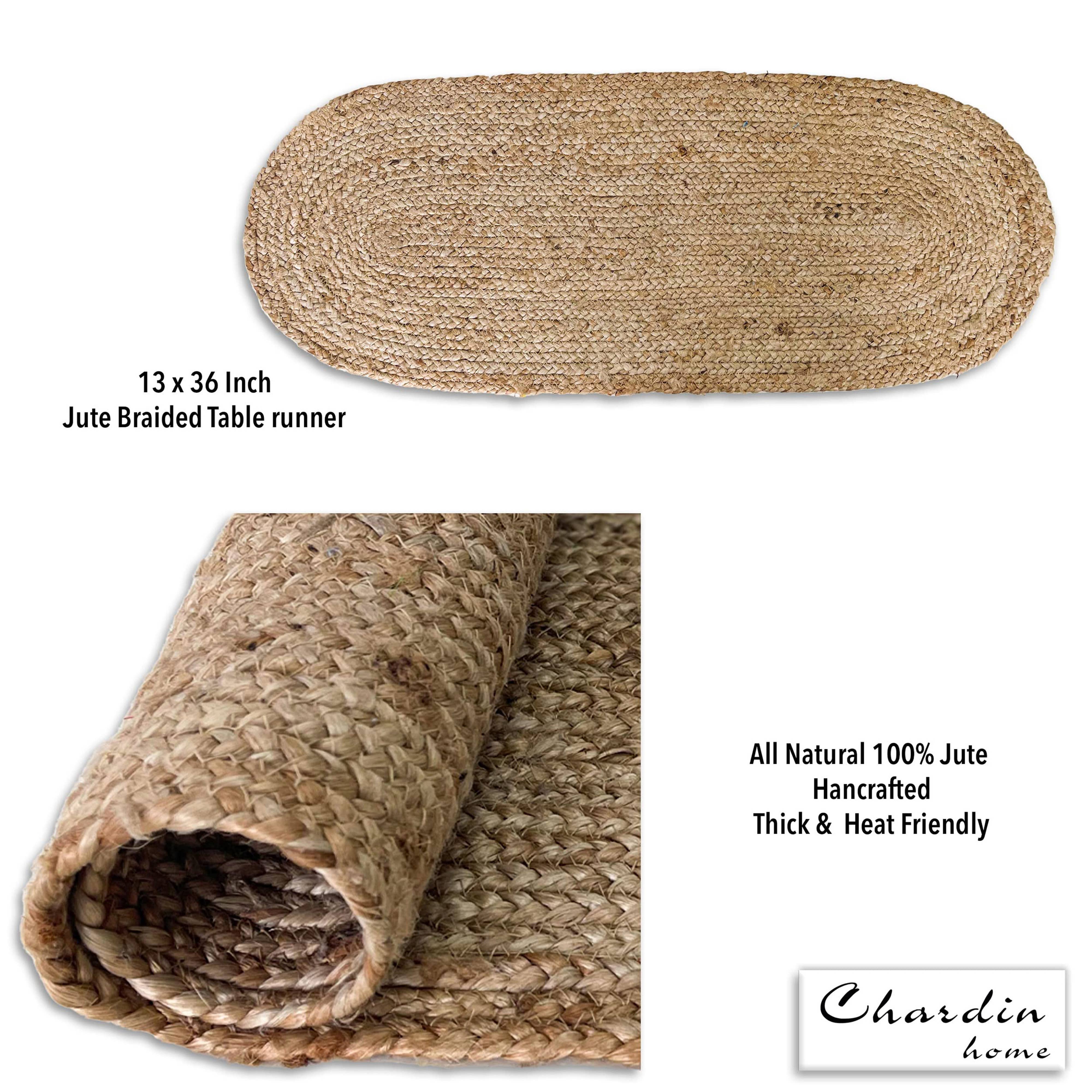 OVAL BRAIDED TABLE RUNNER, NATURAL JUTE, 13'' x 36''. for wholesale on Faire5