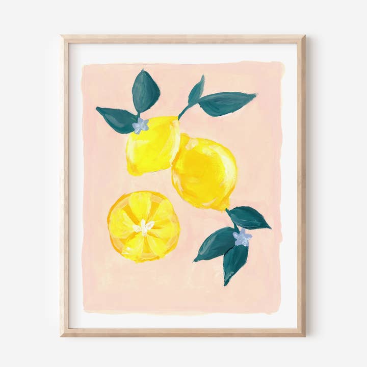 Lemons in Gouche 8x10 Art Print for wholesale by Ginably