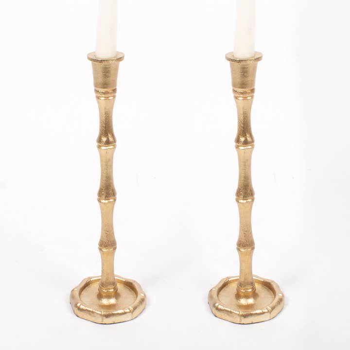 Gold Bamboo Candlestick Set - Large and other Purchase Wholesale gold candle holders. Free Returns & Net 60 Terms on Faire trending on Faire.
