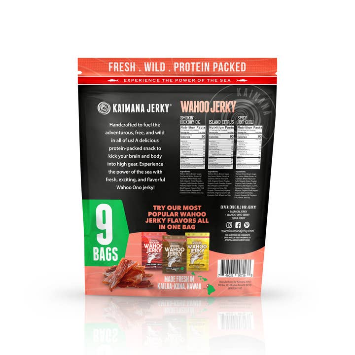 Kaimana Jerky - Wholesale Jerky - Wahoo Ono Jerky Variety Pack (9 Bags)1