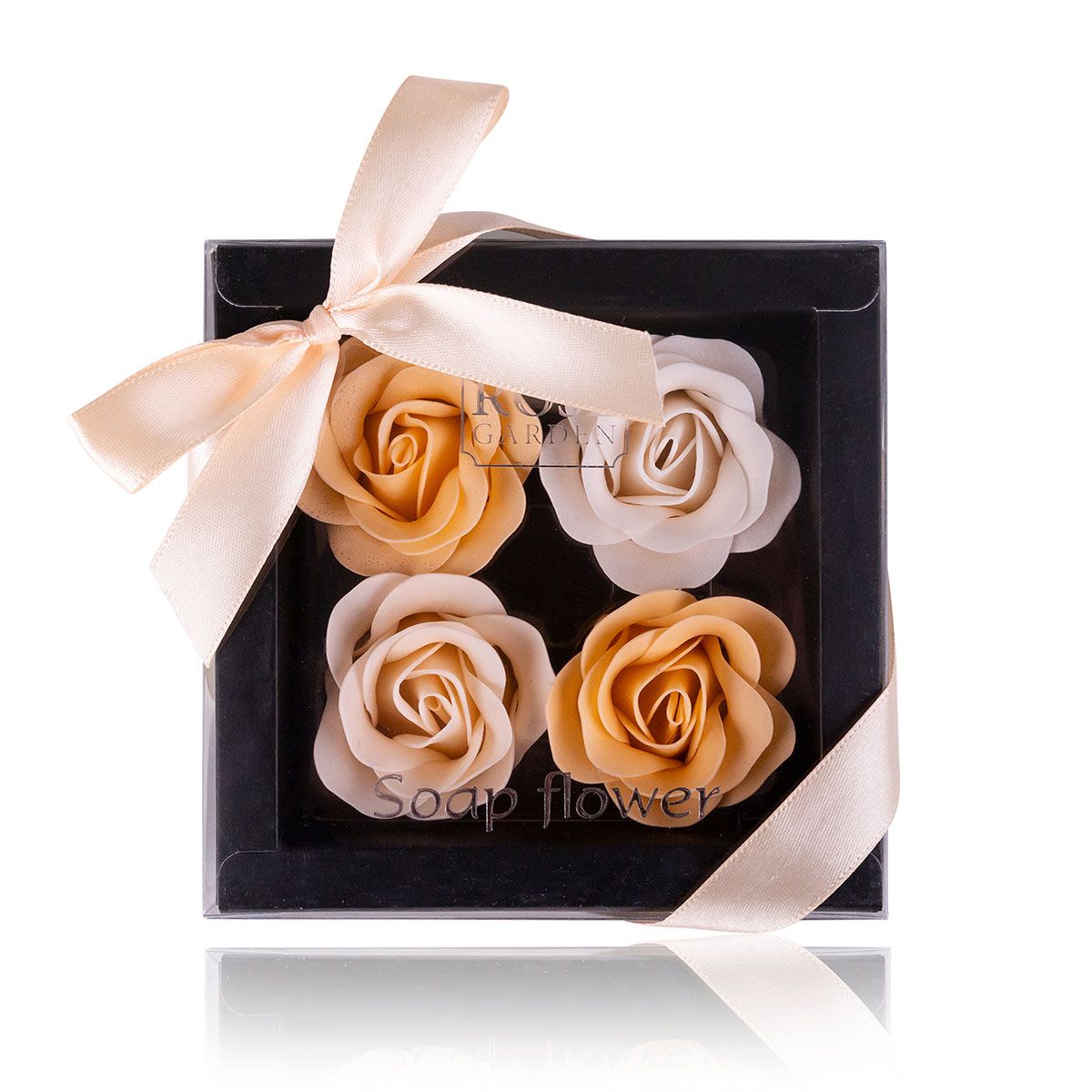 VewoTex - Wholesale Bath Bomb/Fizz - Bath Roses Gift Box with 4 x 4g » Bath Confetti | Soap Roses in Dark Gift Packaging with Ribbon | Rose Scent0