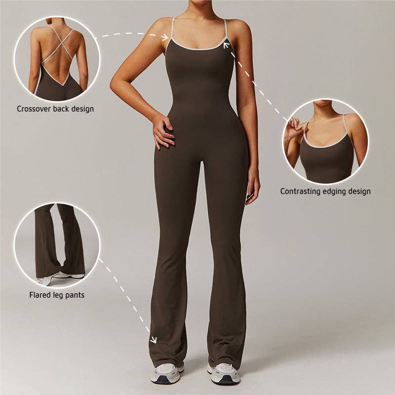 WONDERXFANS - Wholesale Jumpsuit - Women's - Hollow back yoga suit hip-lifting pleated flared jumpsuit12