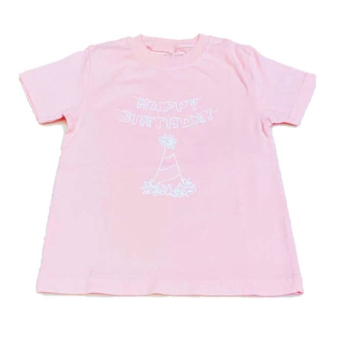 Short-Sleeve Light Pink Birthday Hat T-Shirt for wholesale by Mustard and Ketchup Kids