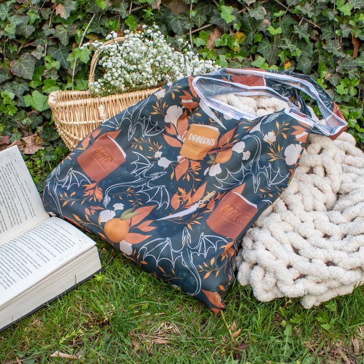 Meaggie Moos - Wholesale Grocery/shopping bag - Dragons Grove | Reusable Bookish Foldable Grocery Tote Bag7