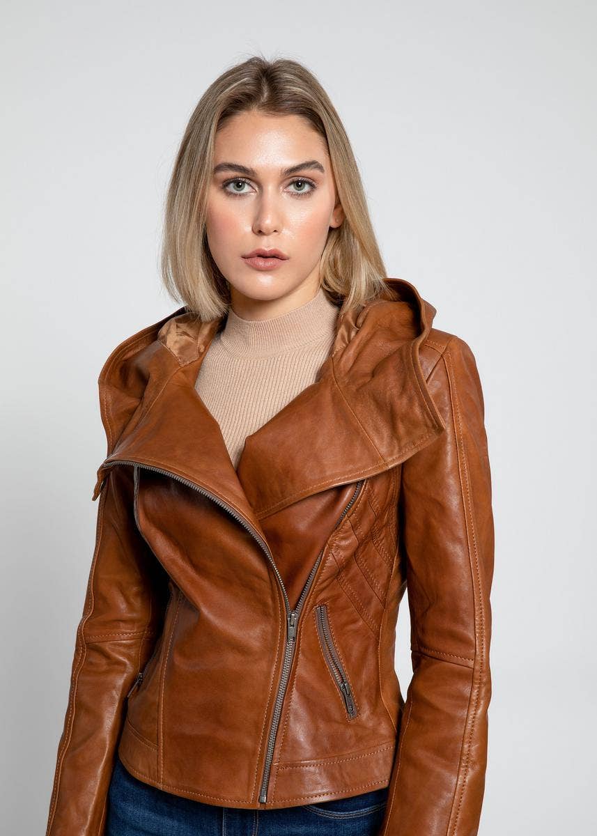 Fadcloset - Wholesale Leather Jacket - Women's - Sasha High Fashion Womens Hooded Leather Jacket2