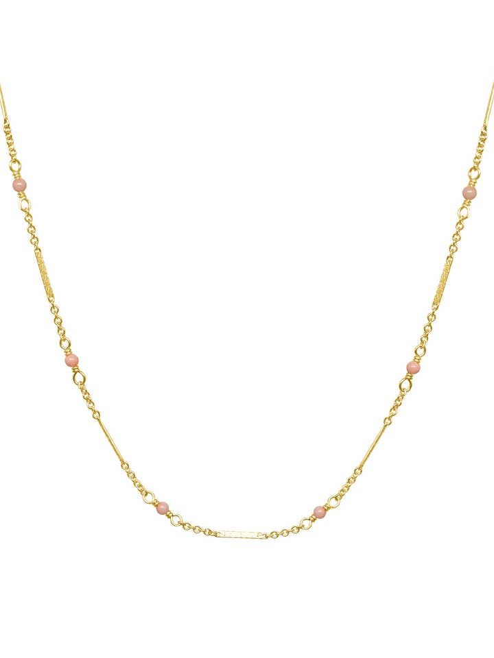 Gold Filled Pink Coral Gemstone Choker Necklace for wholesale by Boy Cherie