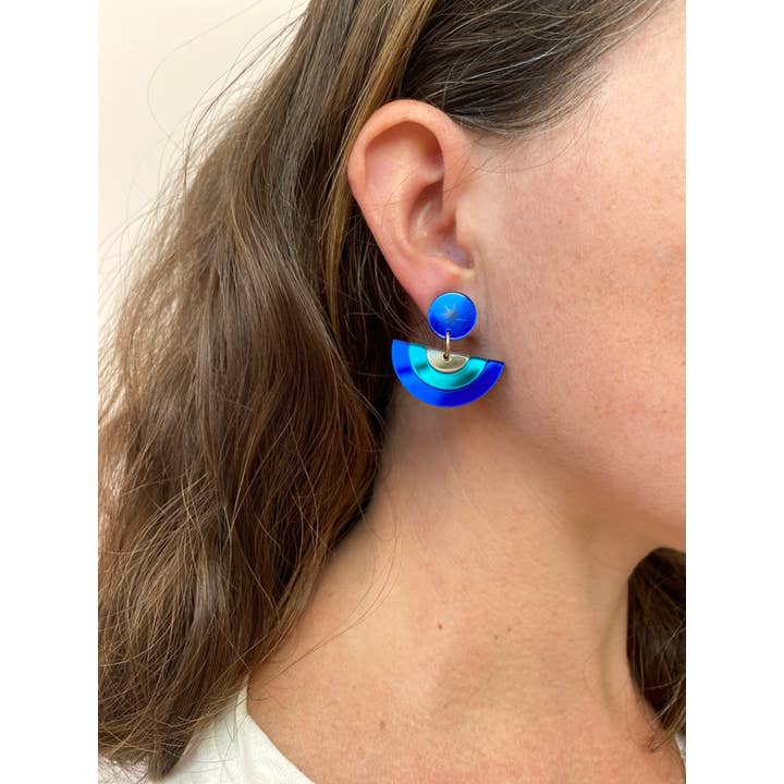 Laura Danby - Wholesale Dangle Earrings - Blue Rainbow Acrylic Earrings3