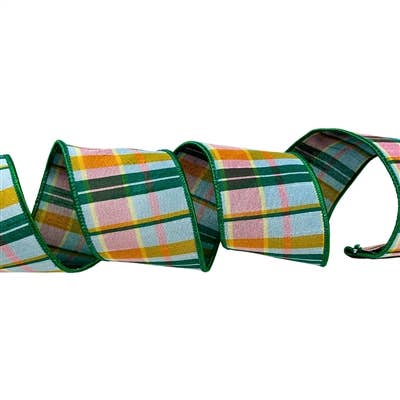 Spring Garden Plaid Ribbon 2.5'' X 10 YD - Multi for wholesale by David Christopher's Collection