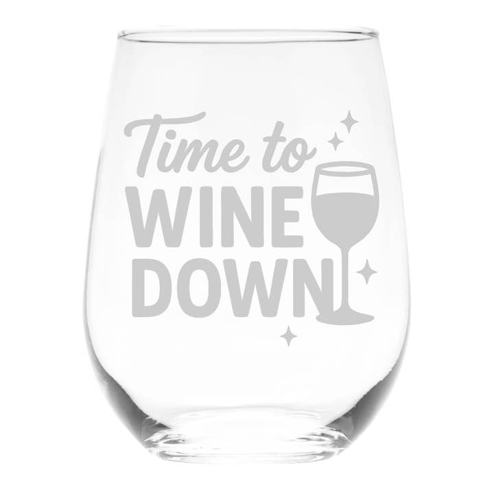 Dags att varva ner med vin — roligt stjälkfritt vinglas - 17 oz för wholesale av C&M Personal Gifts