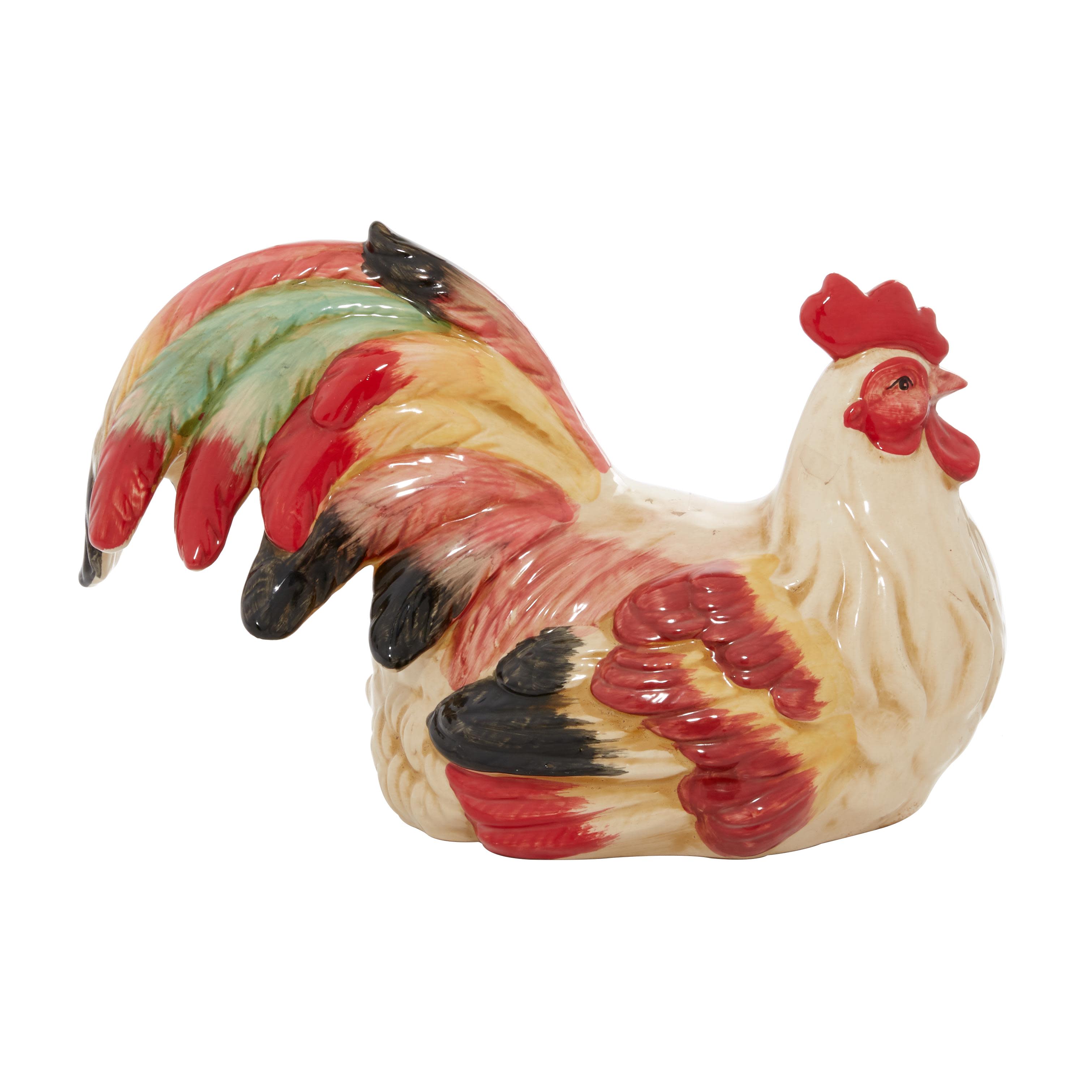 Import Corner – wholesale Sculpture – A-40775: CERAMIC ROOSTER 15"W, 9"H3