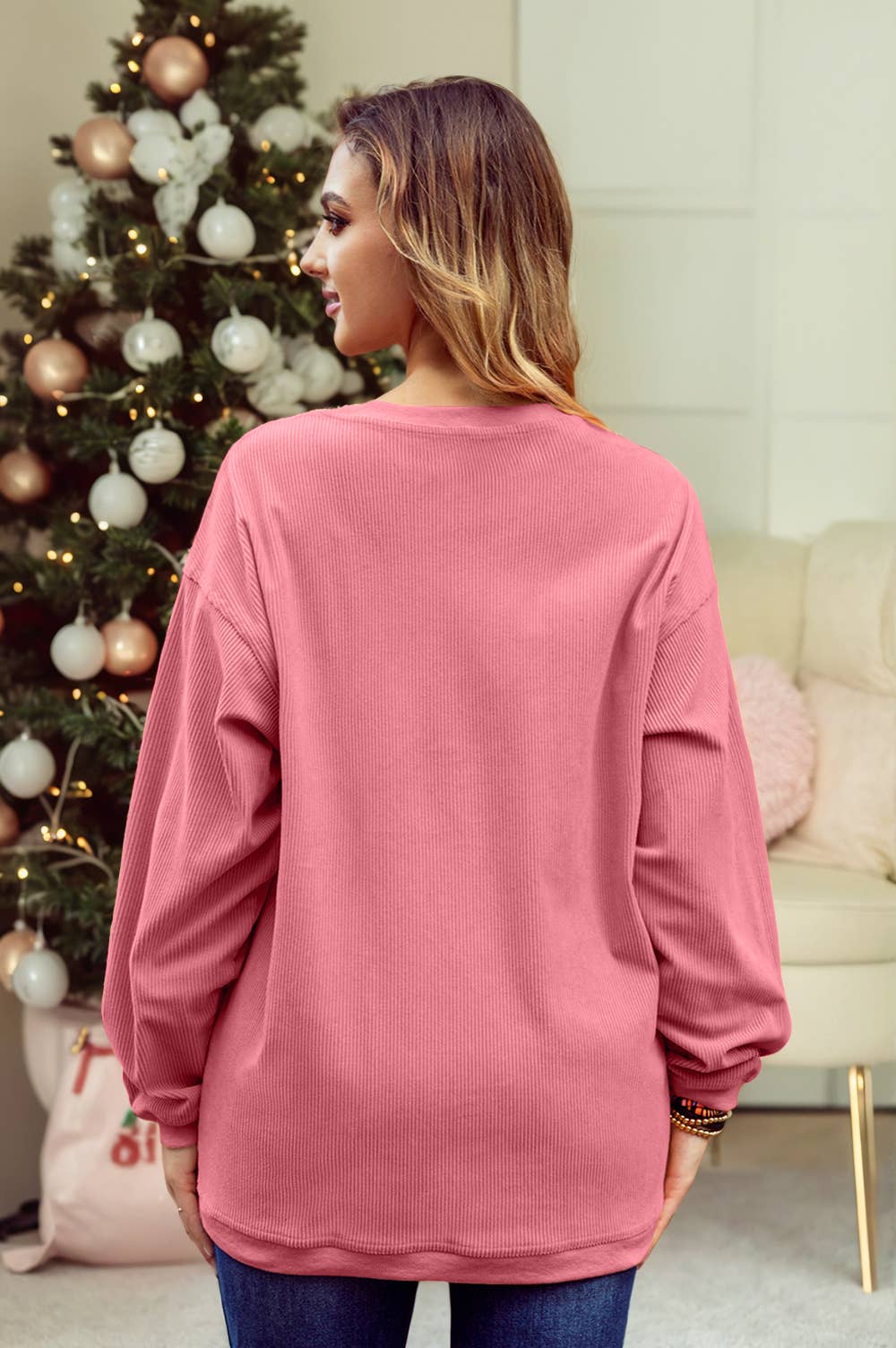 1 the Woman - Wholesale Sweatshirt - Women's - Ribbed Corduroy Oversized Sweatshirt S-3XL/ 16 Colors15