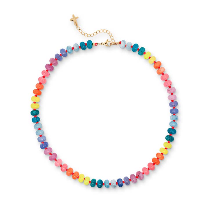 Rainbow Mixed Jade Stone Natural Beaded Necklace for wholesale by XUXA