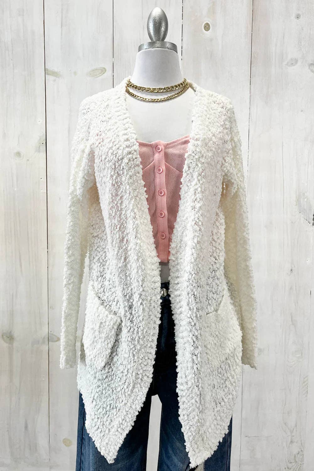 Tasha Apparel Wholesale - Wholesale Cardigan - Women's - Trendy Popcorn Knit Open Front Cozy Lightweight Oversized Cardigan Sweater12