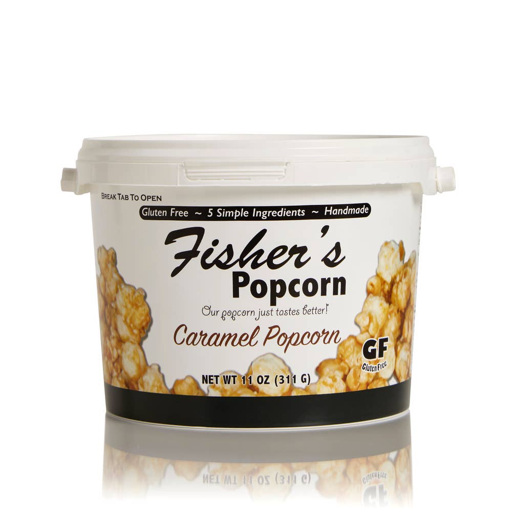 Fisher's Popcorn - Wholesale Popcorn - Small 11oz Tub Caramel Popcorn1