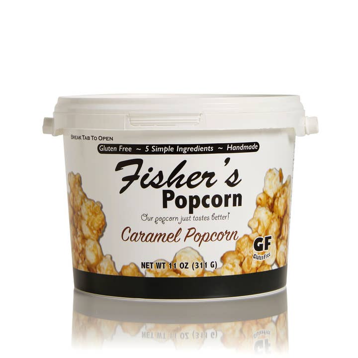 Fisher's Popcorn - Wholesale Popcorn - Small 11oz Tub Caramel Popcorn1