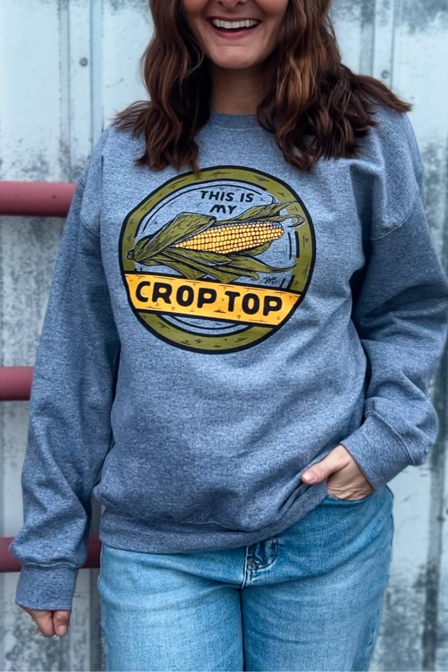 This Is My Crop Top Crewneck in Gray for wholesale on Faire