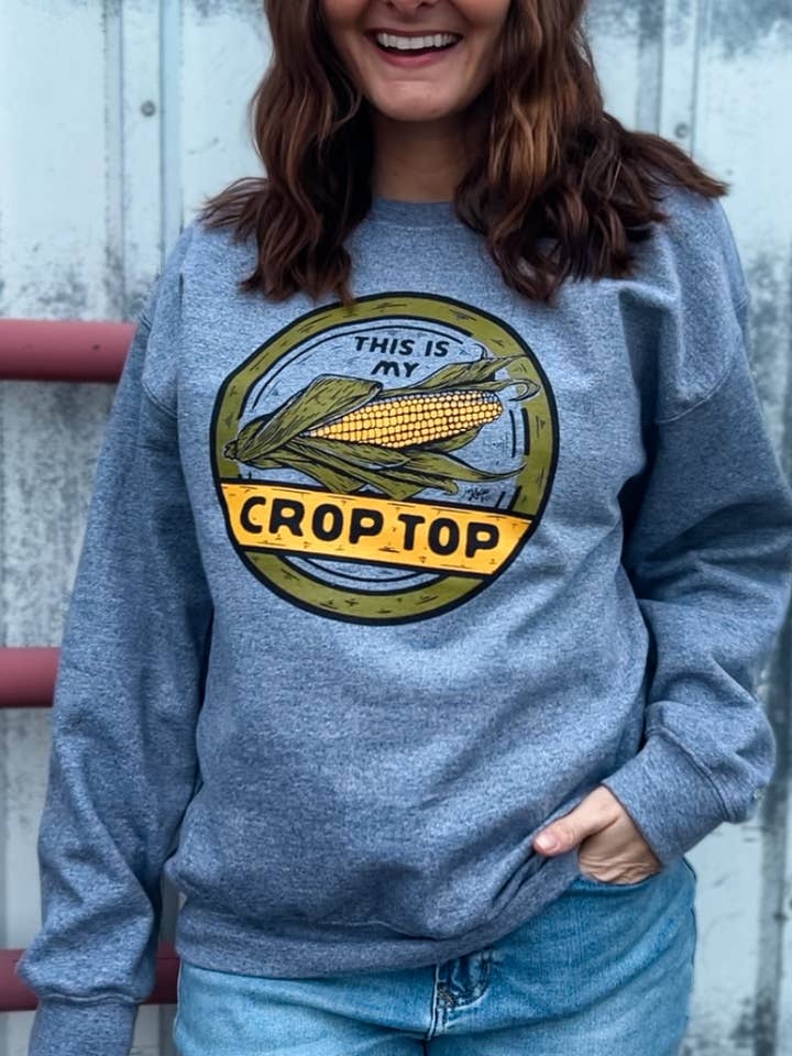 This Is My Crop Top Crewneck in Gray for wholesale on Faire0