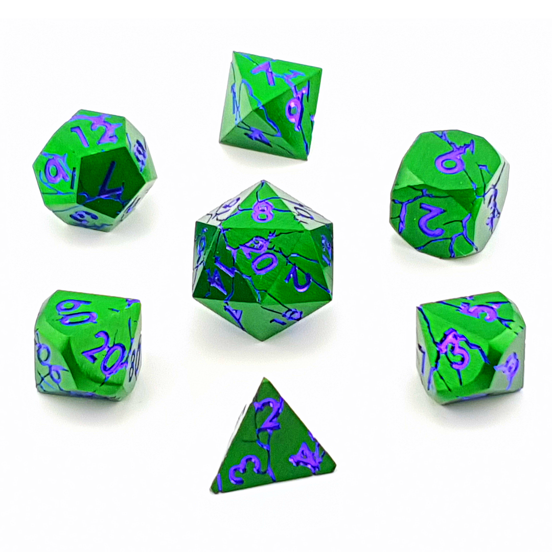 Tabletop Dominion Limited - Wholesale Dice - Venom Vein | Solid Metal Dice | 7 Piece Set0