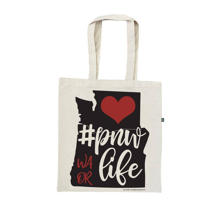 PNWLife Washington Oregon Recycled Cotton Canvas Tote Bag for wholesale by noteify