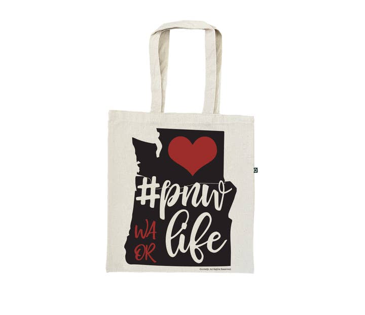 PNWLife Washington Oregon Recycled Cotton Canvas Tote Bag for wholesale by noteify
