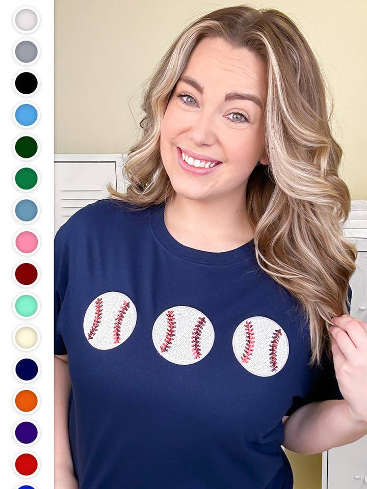 Sparkle Baseball Adult T-Shirt for wholesale by Sugar Stitch