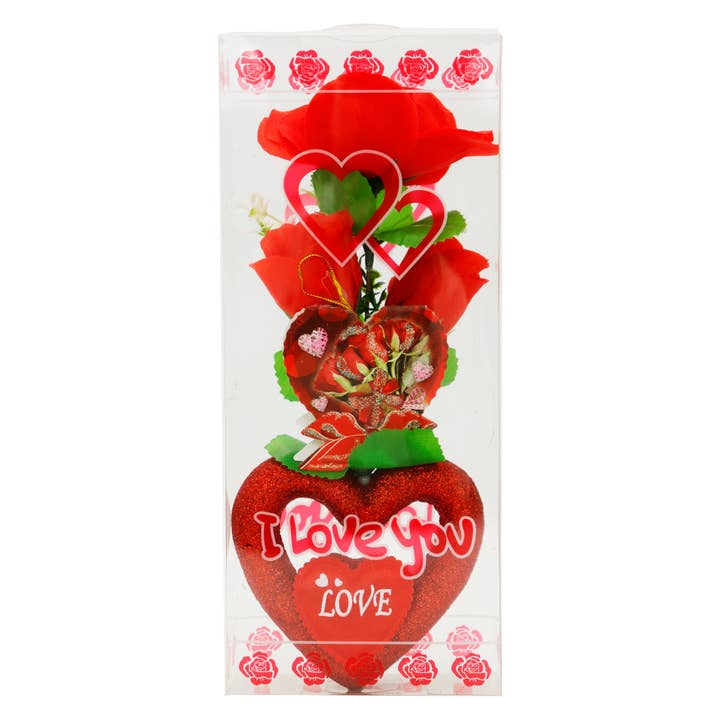 Cap Zone - Wholesale Decorative tabletop object - I Love You Artificial Rose Bouquet Gift Box - 10 Inch4