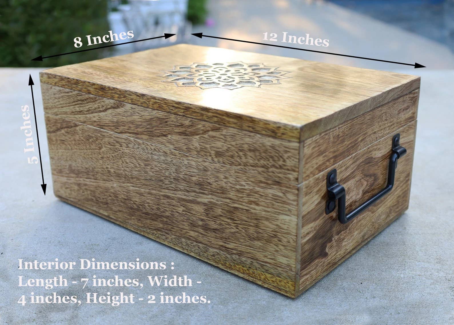 Lungta Imports - Wholesale Decorative box - Large Premium Hand Carved Lotus Wooden Urn Box, Keepsake Box3