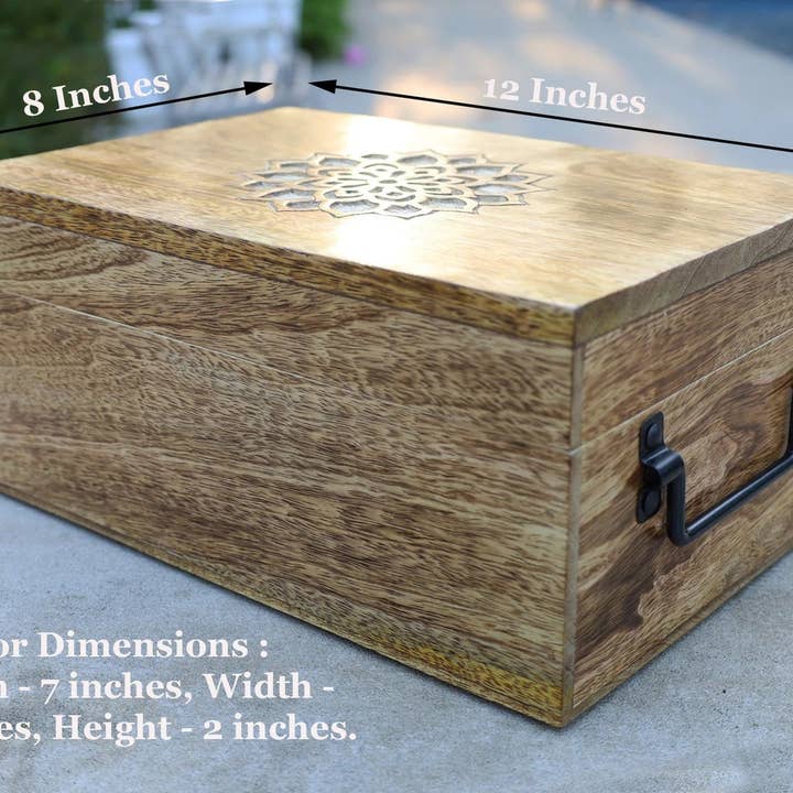 Lungta Imports - Wholesale Decorative box - Large Premium Hand Carved Lotus Wooden Urn Box, Keepsake Box3