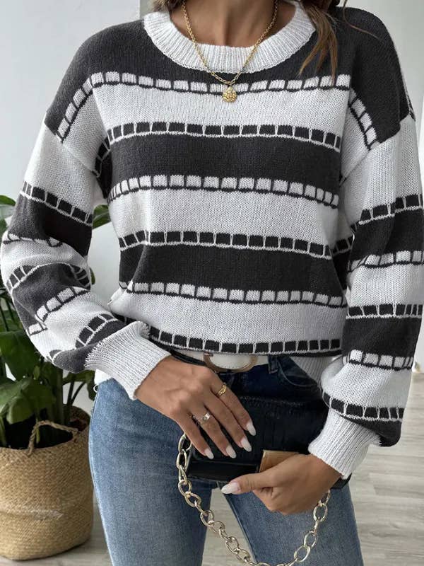 Camisola de tricô Splicing Colorblock OYM128 por atacado de UNISHE