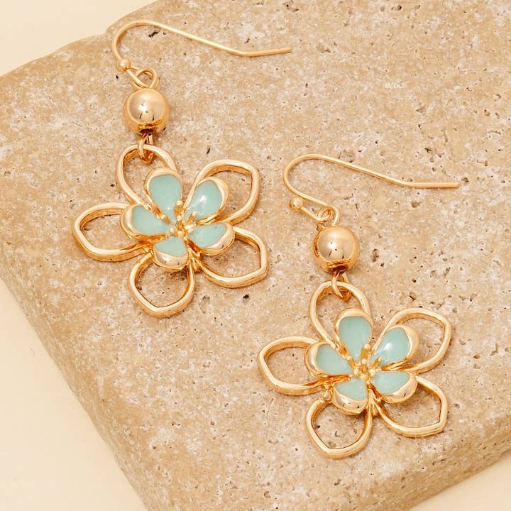 Anarchy Street - Wholesale Dangle Earrings - Epoxy And Wire Flower Dangle Earrings