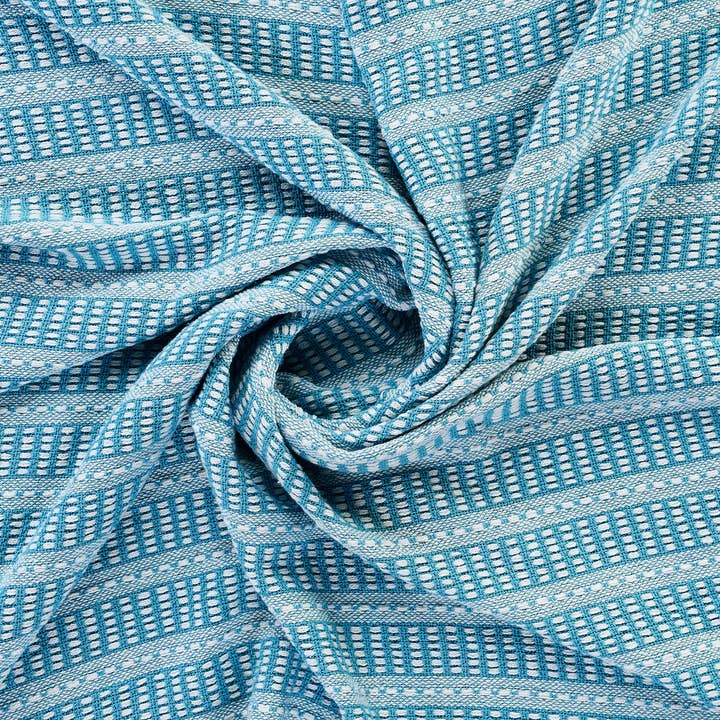 LR Home - Wholesale Throw Blanket - Maui Blue Ridgeline Striped Throw Blanket with Fringe