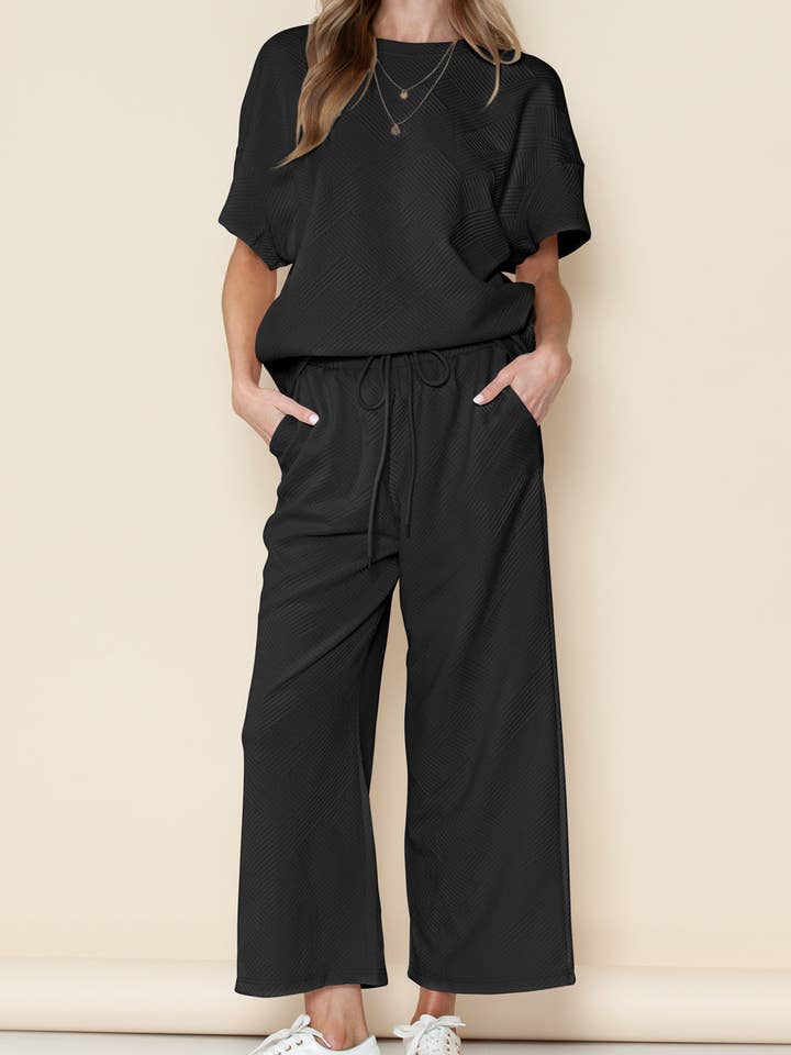 Textured Tee + Pants Set for wholesale by Lex Wholesale