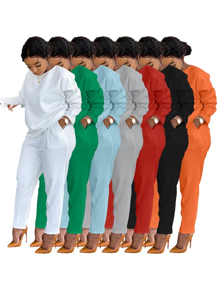 MB Fashion Wholesale - Vente Ensemble haut et pantalon (PAS d'intérieur) - Femme - SET DE 2 PIÈCES MB FASHION 7 COULEURS 202R1