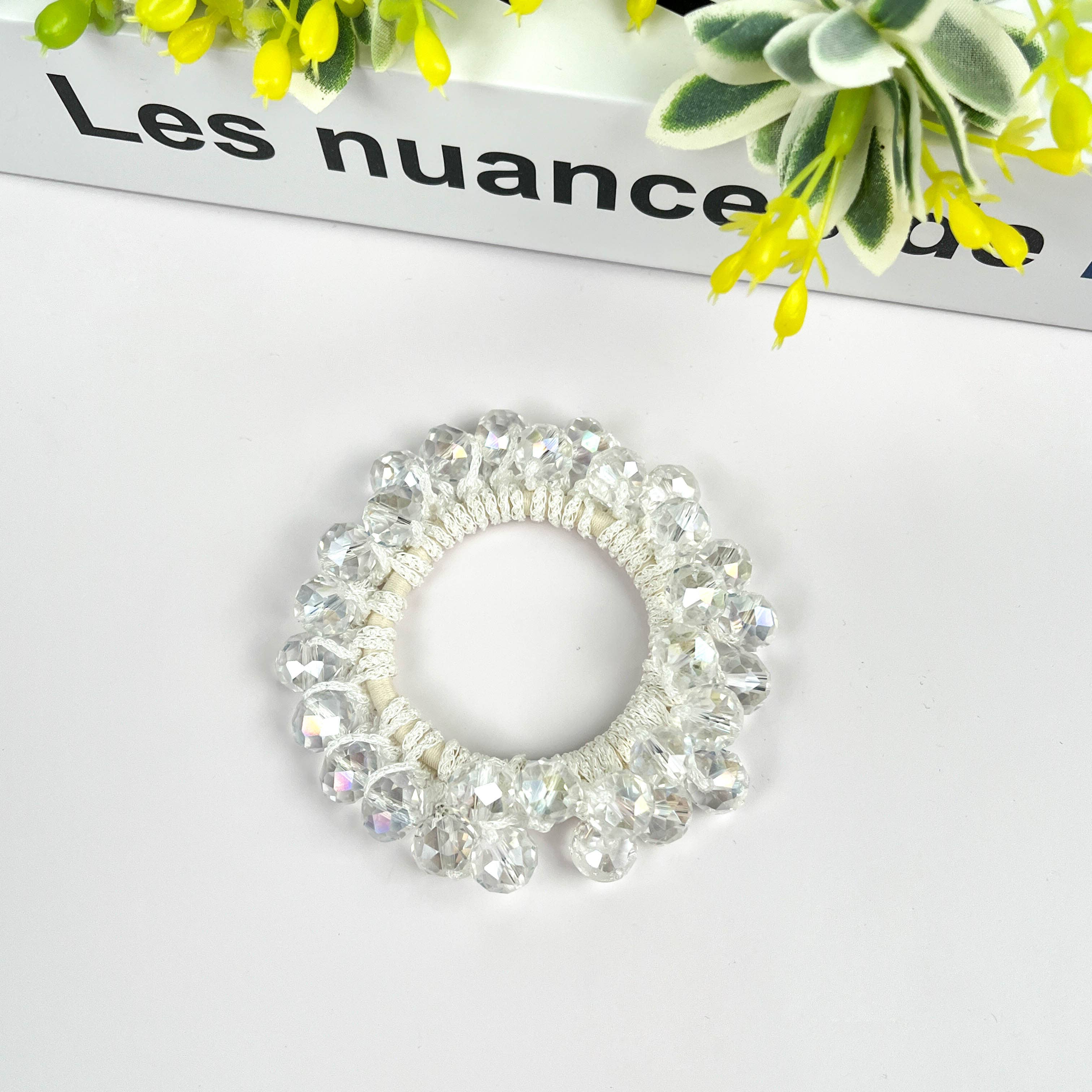 TheDivaSoap - Vente Élastique à cheveux - Élastique à cheveux en cristal élégant, bracelet en strass2