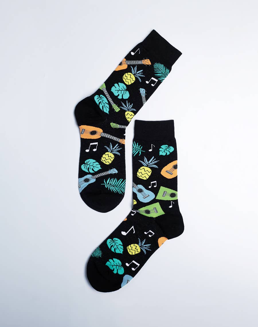 Just Fun Socks - Wholesale Socks - Men's - Men's Tropical Ukulele Crew Socks3
