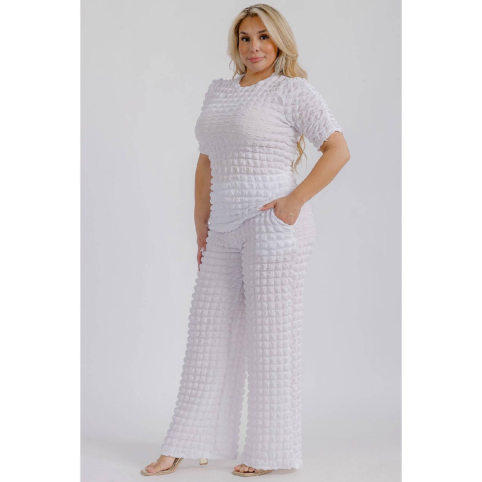 omgstyles – Conjunto de top e calça (roupa NÃO Casual) - Mulher por atacado – CONJUNTO DE TOP E CALÇAS EM TECIDO DE MALHA PLUS SIZE1