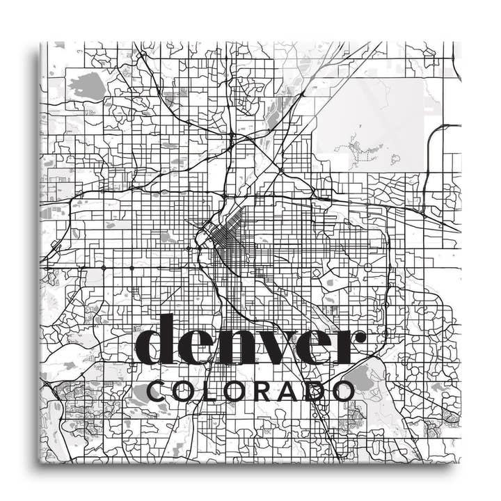 Black And White White Map Colorado Denver for wholesale by Love Local