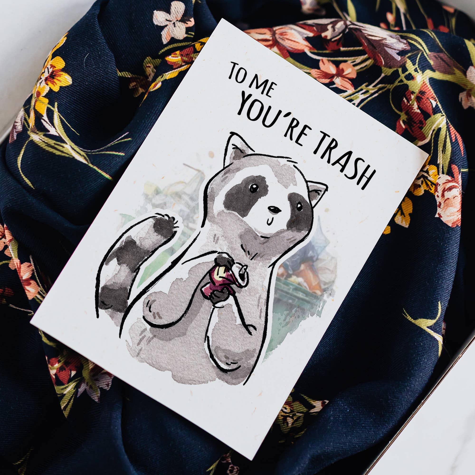 Aaron Millard Illustration - Wholesale Birthday Card - "You're Trash" - Raccoon Valentines, Love, Birthday Card4