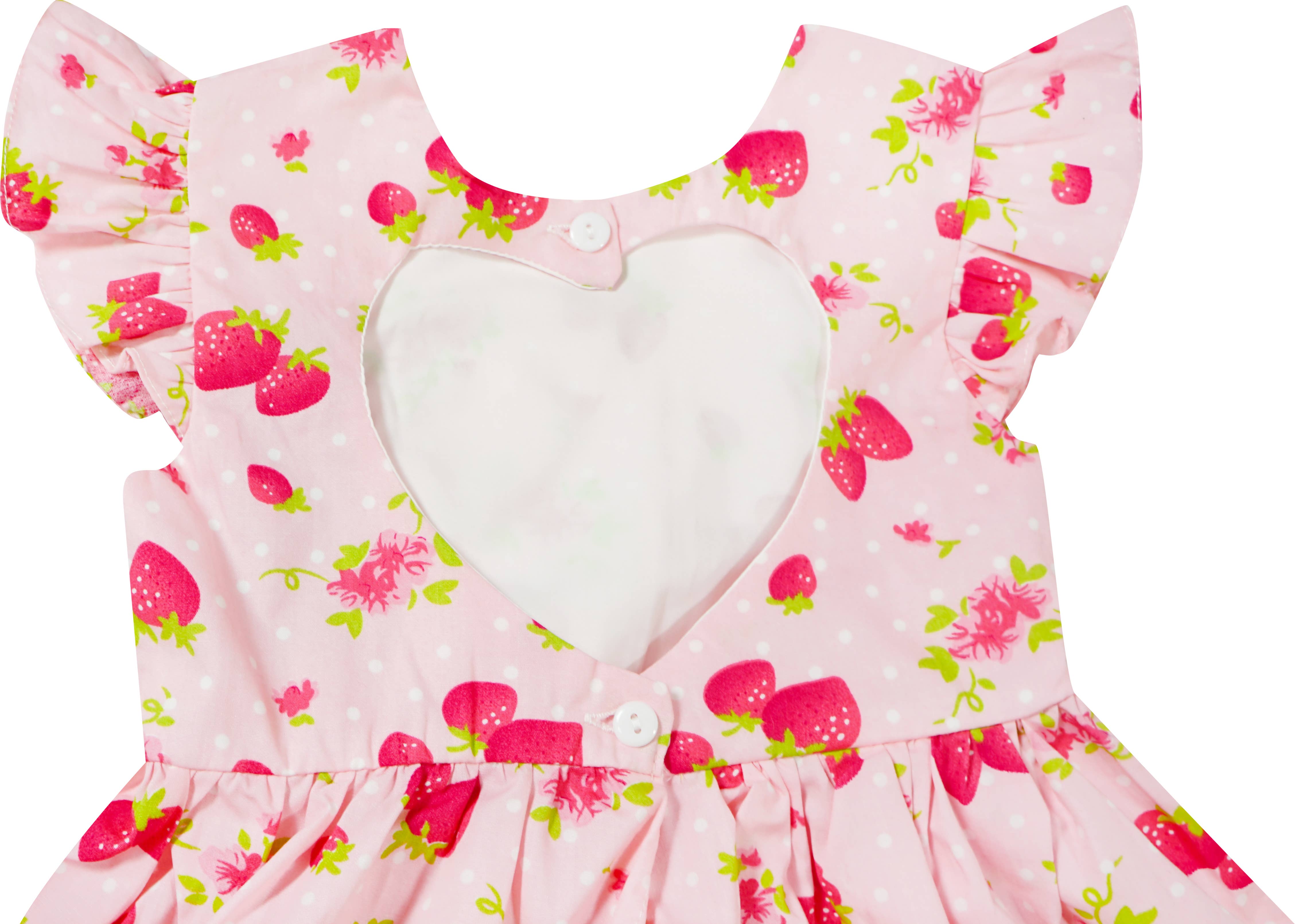 Angeline Kids – Großhandel Kleid – Kinder – Spring Love Strawberry Babykleid aus gewebter Baumwolle mit Spitze4
