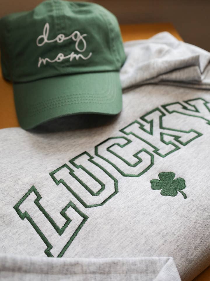 Embroidered Lucky St. Patrick's Day Sweatshirt - Shamrock for wholesale by JKSN & Co.