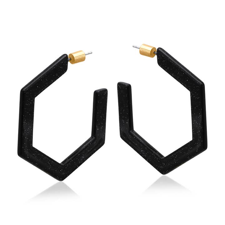 Emmauela Resin Hexagon Statement Hoop Earrings for wholesale by Big Metal London