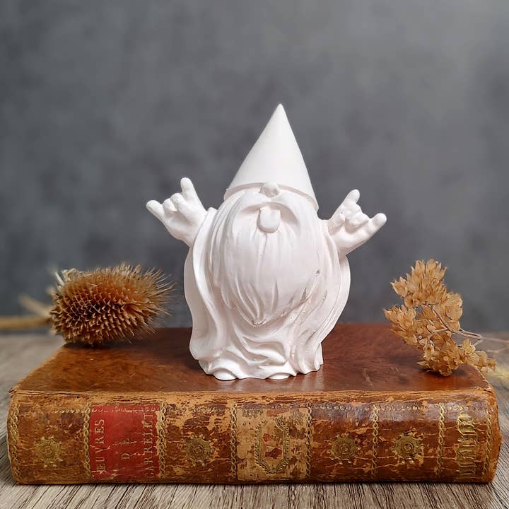 Sassy Gnome Figurine: Rock On Attitude Whimsical Desk Buddy for wholesale by Eco Chic Lines