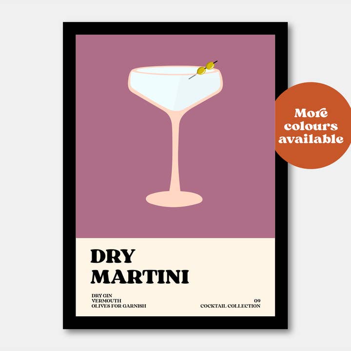 Dry Martini Cocktail Print for wholesale by Lauren Beth Designs