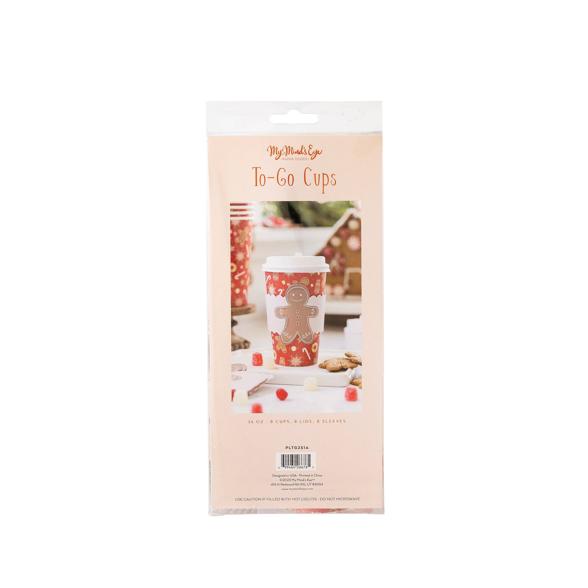 My Mind’s Eye - Wholesale Disposable Cup - PLTG251A - Gingerbread Man To-Go Cups 8 ct3
