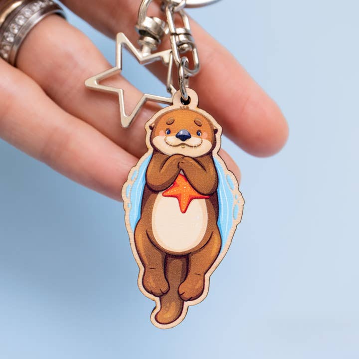 Happy Sea Otter Keychain for wholesale by PeachyApricot