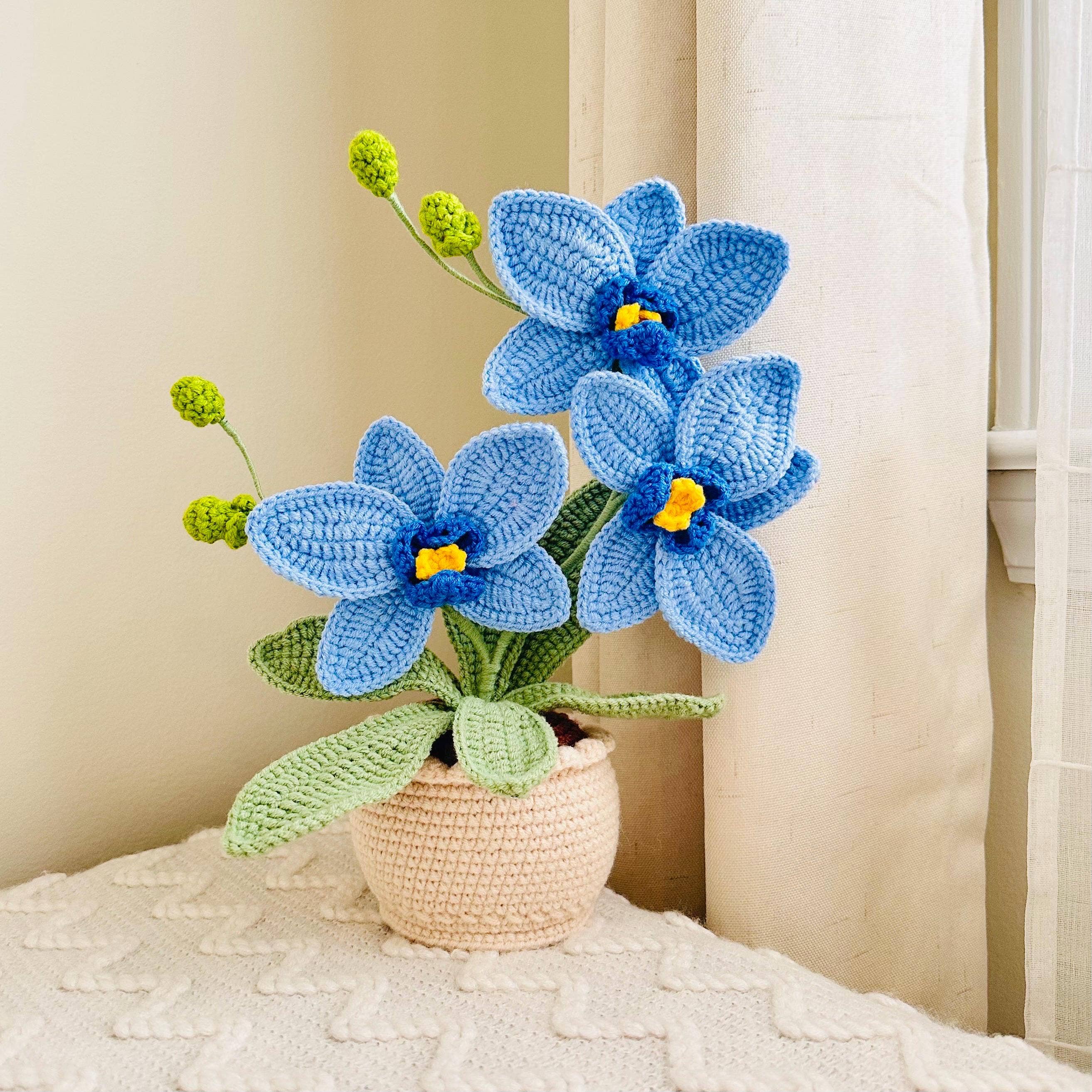TOMOPOD LLC - Vente Peluche – enfant et bébé - Orchidée au crochet, Fleur au crochet, Décoration d'orchidée faite main pour la maison3