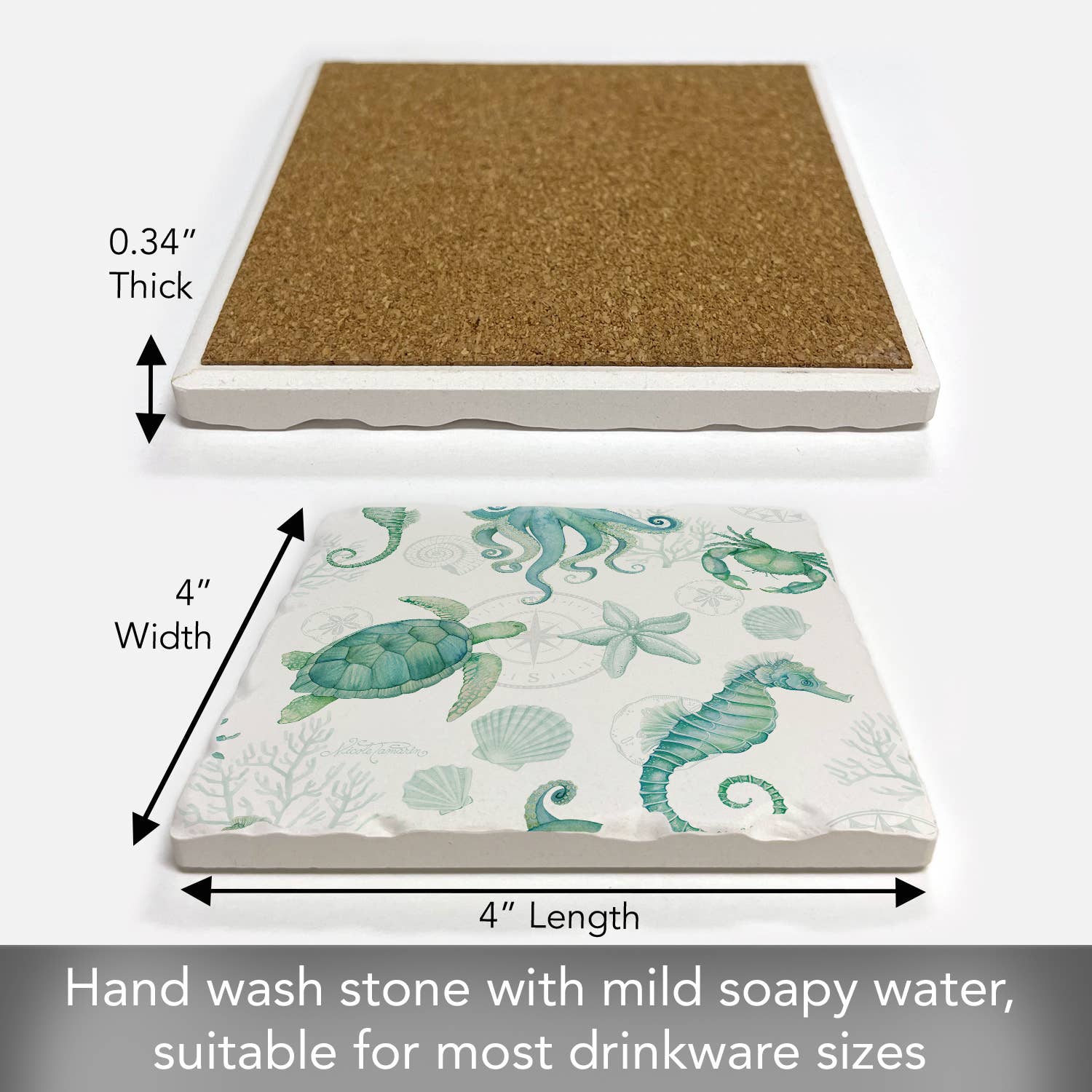 CounterArt/Highland Home/Thirstystone - Wholesale Onderzetters - Beach Therapy Sea Life enkele absorberende tuimelachtbaan2