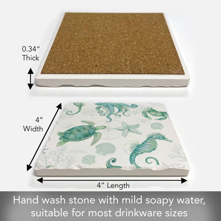 CounterArt/Highland Home/Thirstystone - Wholesale Onderzetters - Beach Therapy Sea Life enkele absorberende tuimelachtbaan2